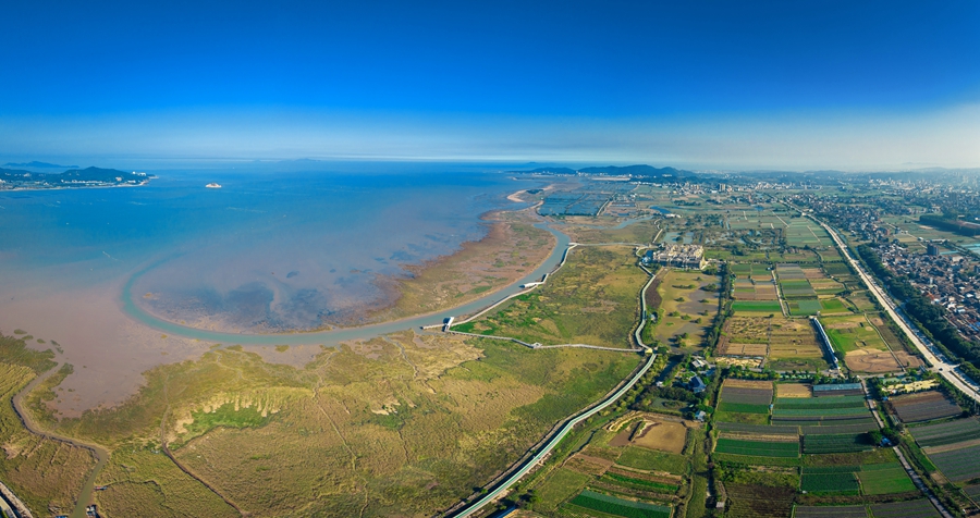 俯瞰闽江河口湿地。福建闽江河口湿地国家级自然保护区管理处供图